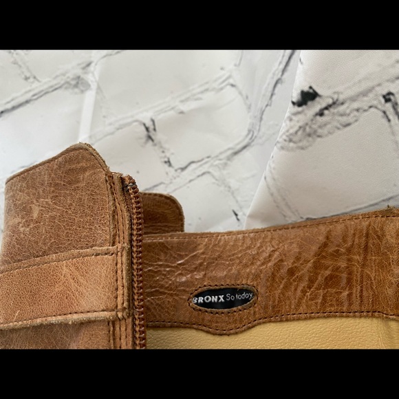 Leather tan motorcycle boots tall size 8 - Picture 3 of 8